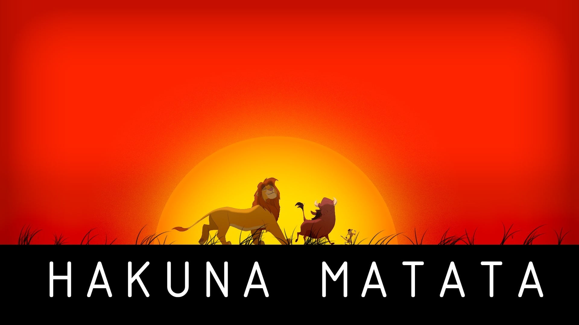 Hakuna Matata text overlay, movies, The Lion King, Disney, sunset