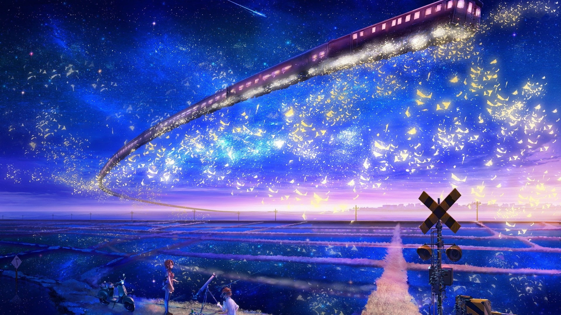 Free Download Hd Wallpaper Anime Landscape Scenic Fantasy Flying