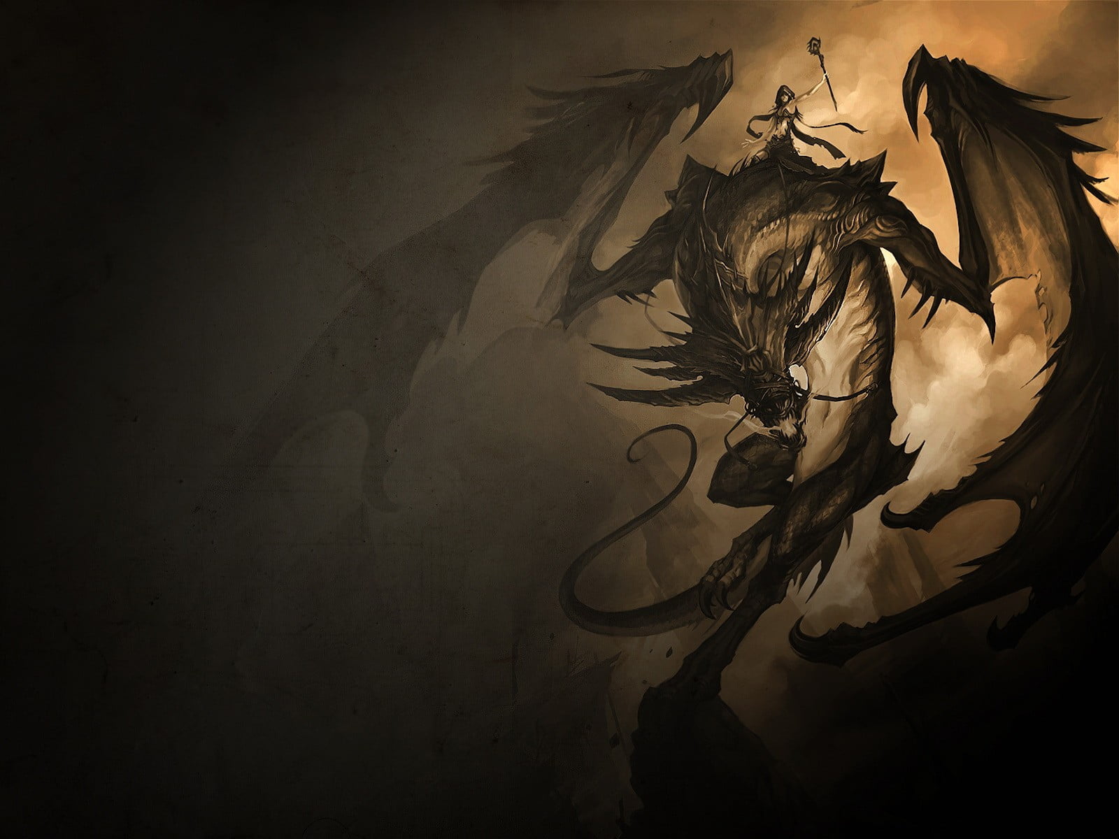 black dragon wallpaper, darkness, rider, backgrounds, illustration