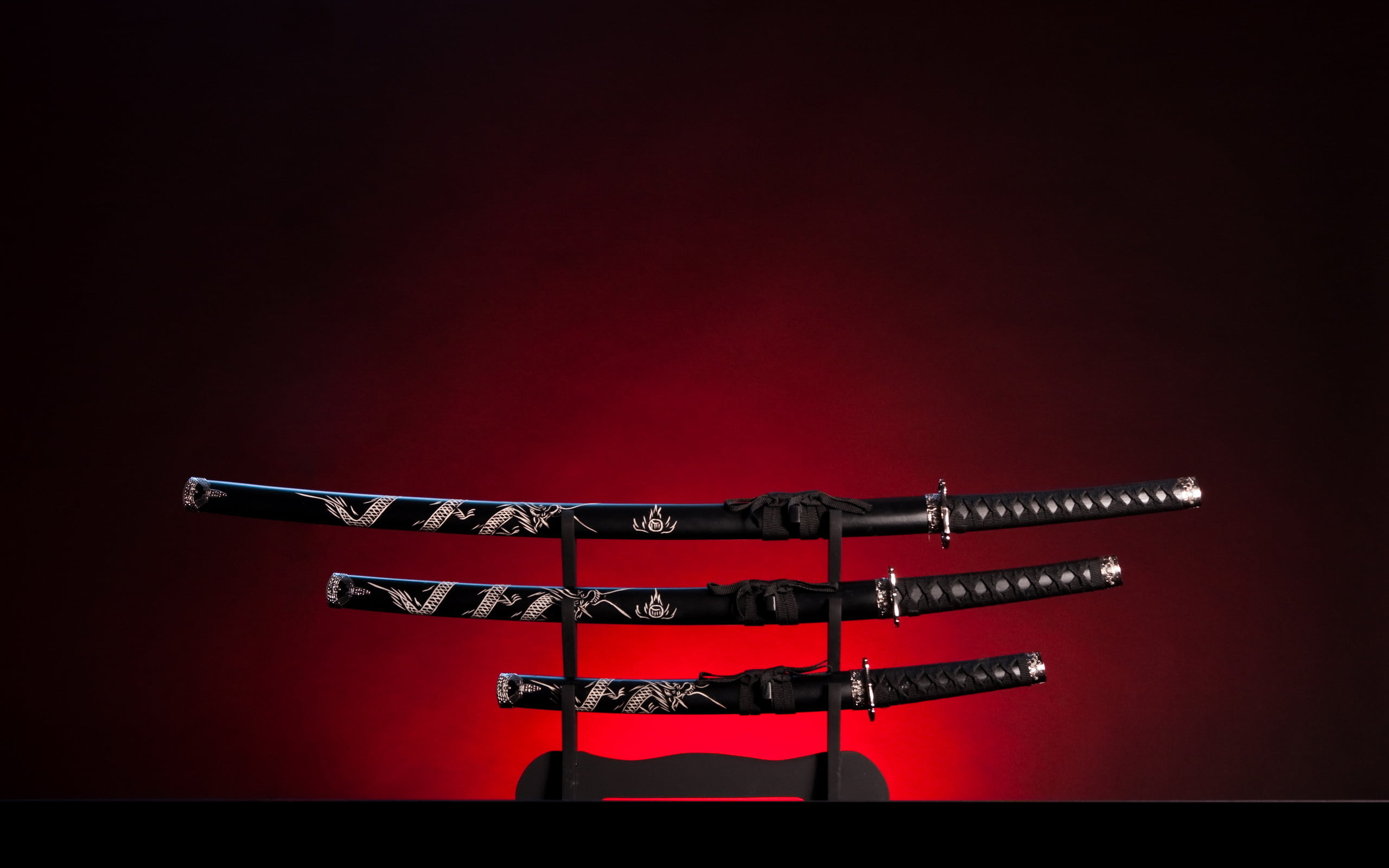 Free download | HD wallpaper: black and gray katana sword set, metal 