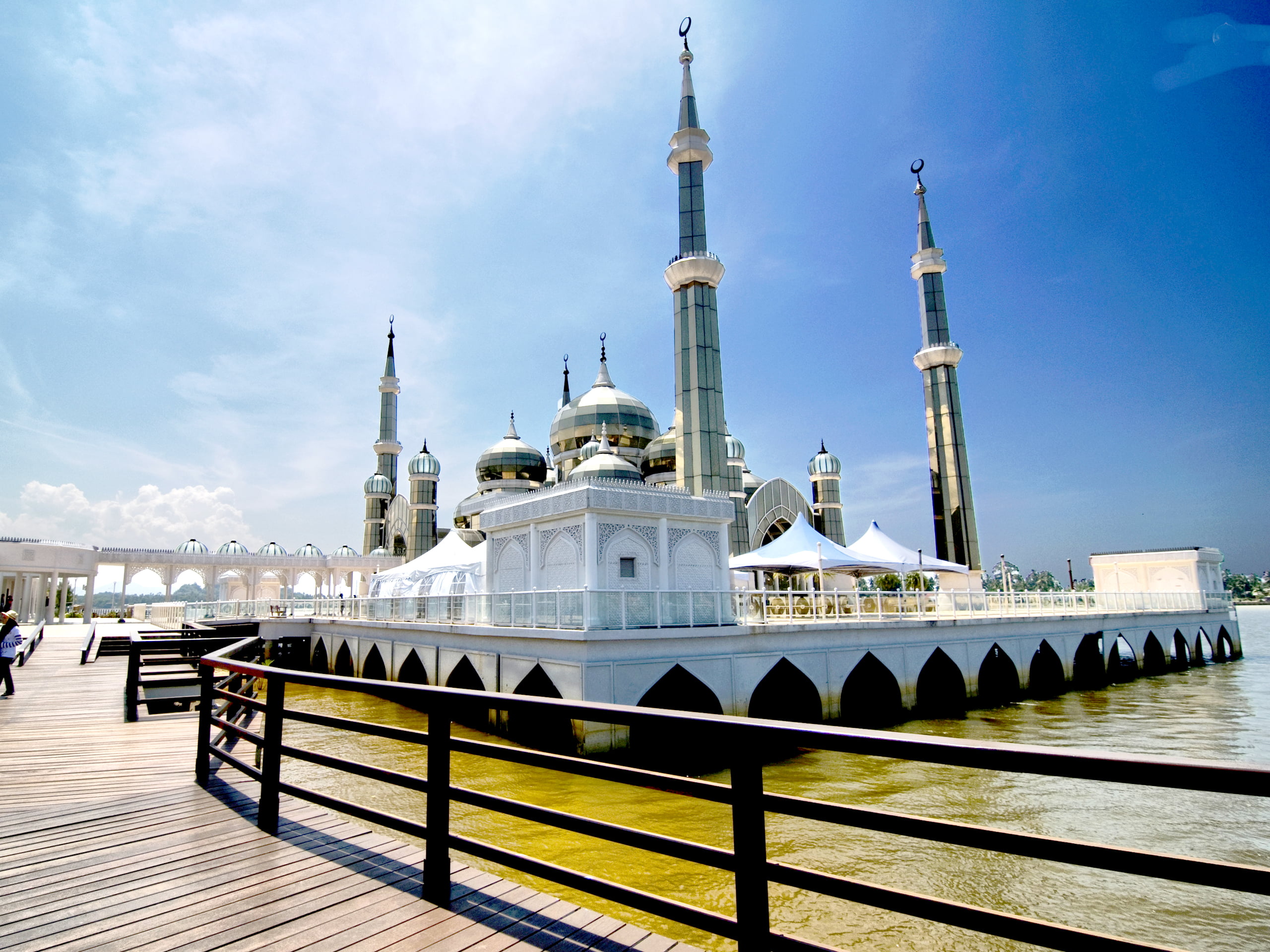 Masjid Kristal ,Malaysia, white concrete mosque, World, Religious