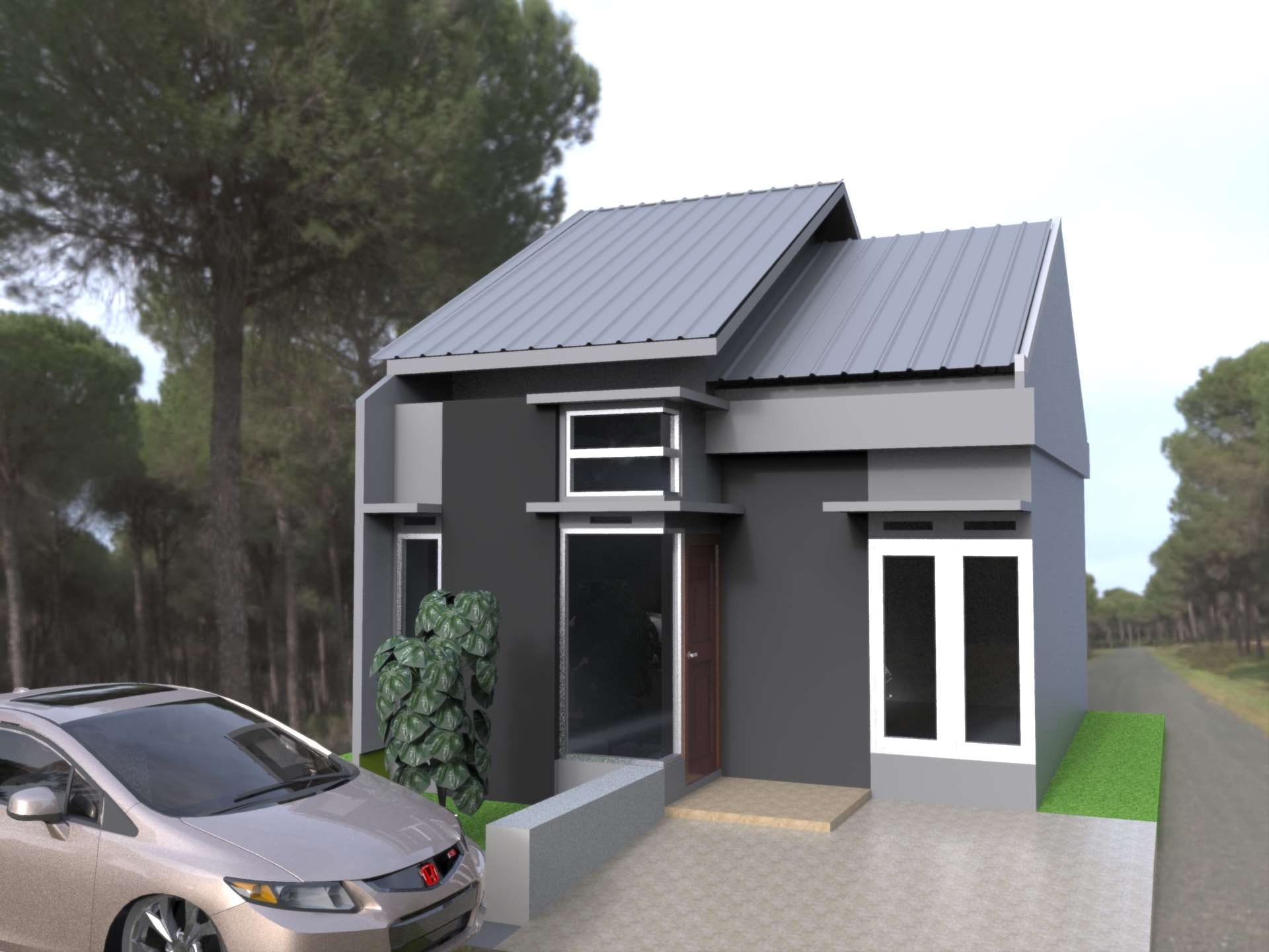 3d house render animation keyshot rumah, plant, car, motor vehicle