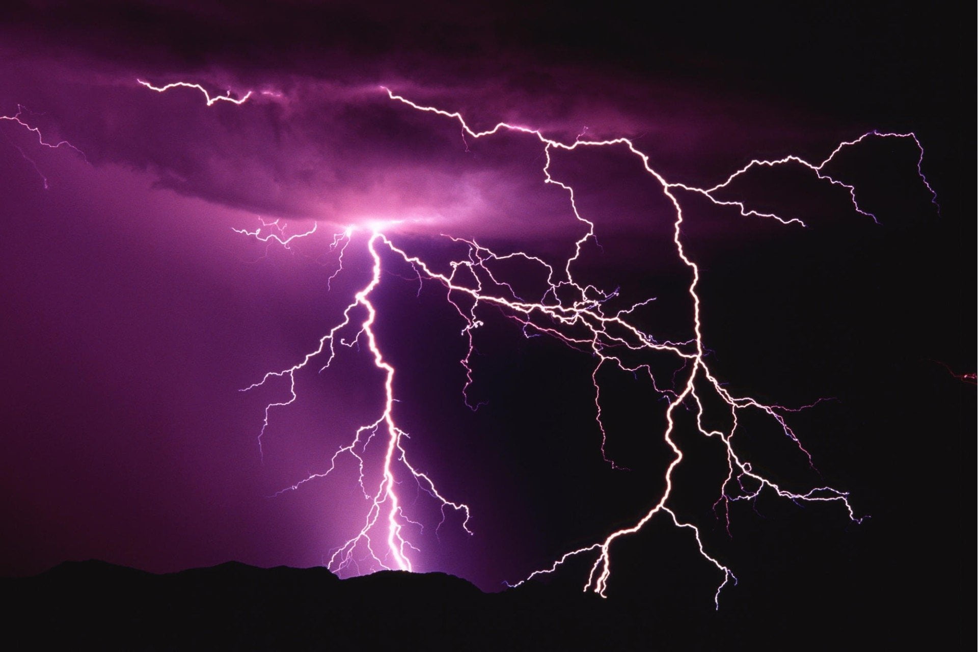 purple lightning, Photography, power in nature, storm, cloud - sky