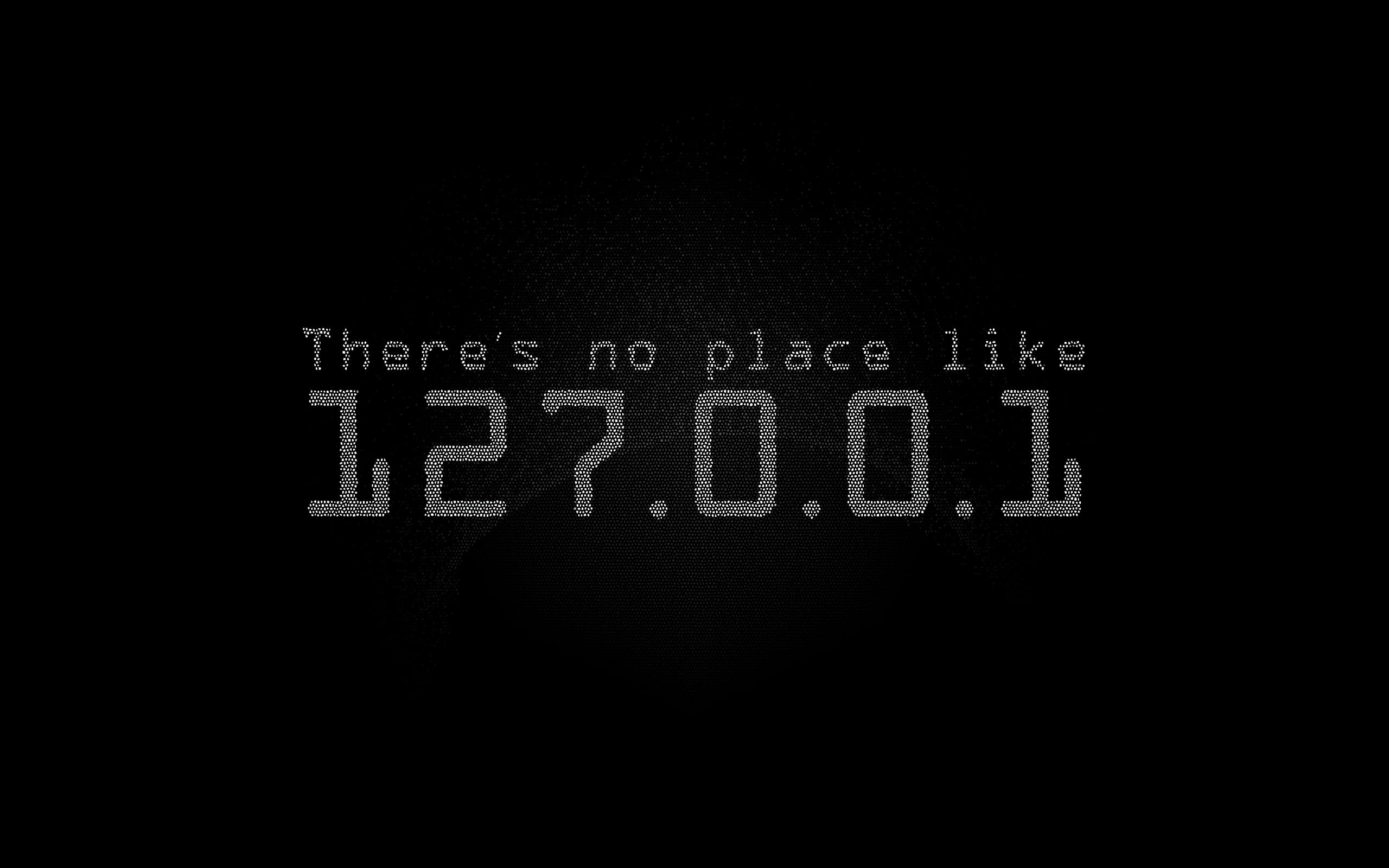 black background with text overlay, 127.0.0.1, simple, typography