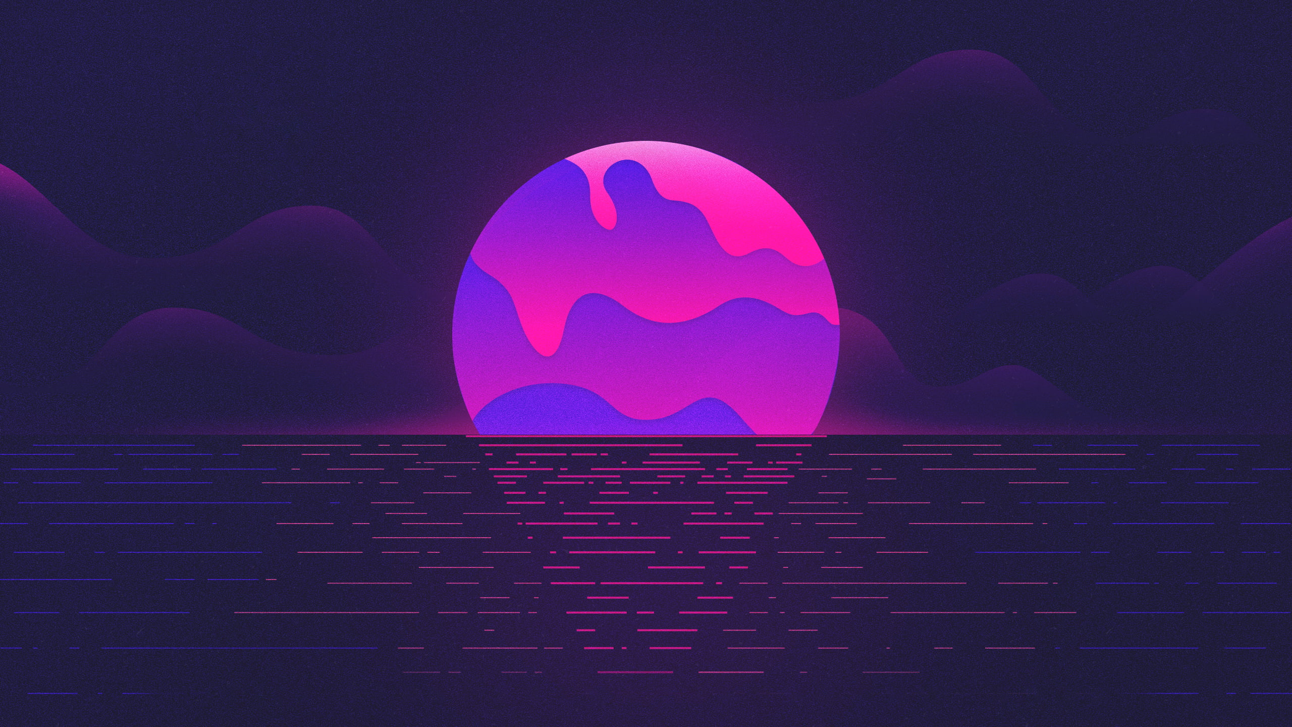 Purple, Moon, Sunset, Neon