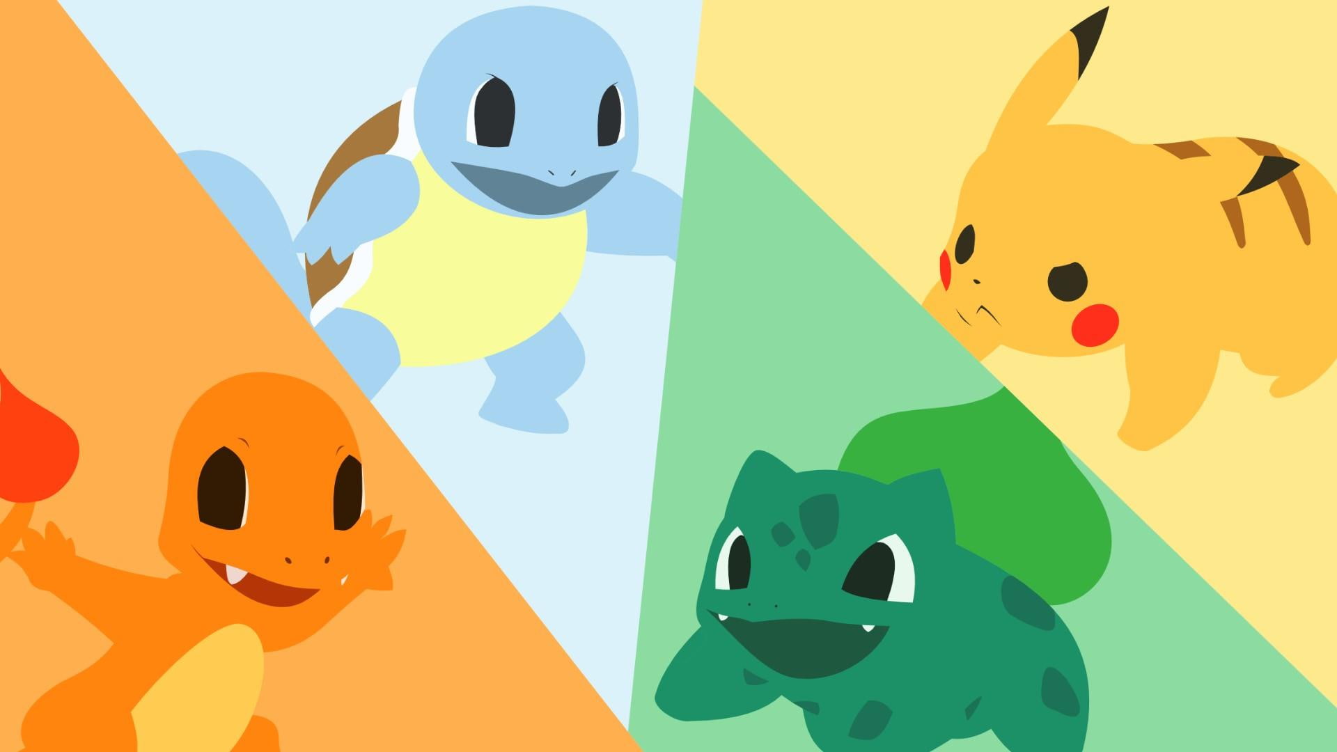 pokemon, initials, pikachu, squirtle, bulbasaur, charmander