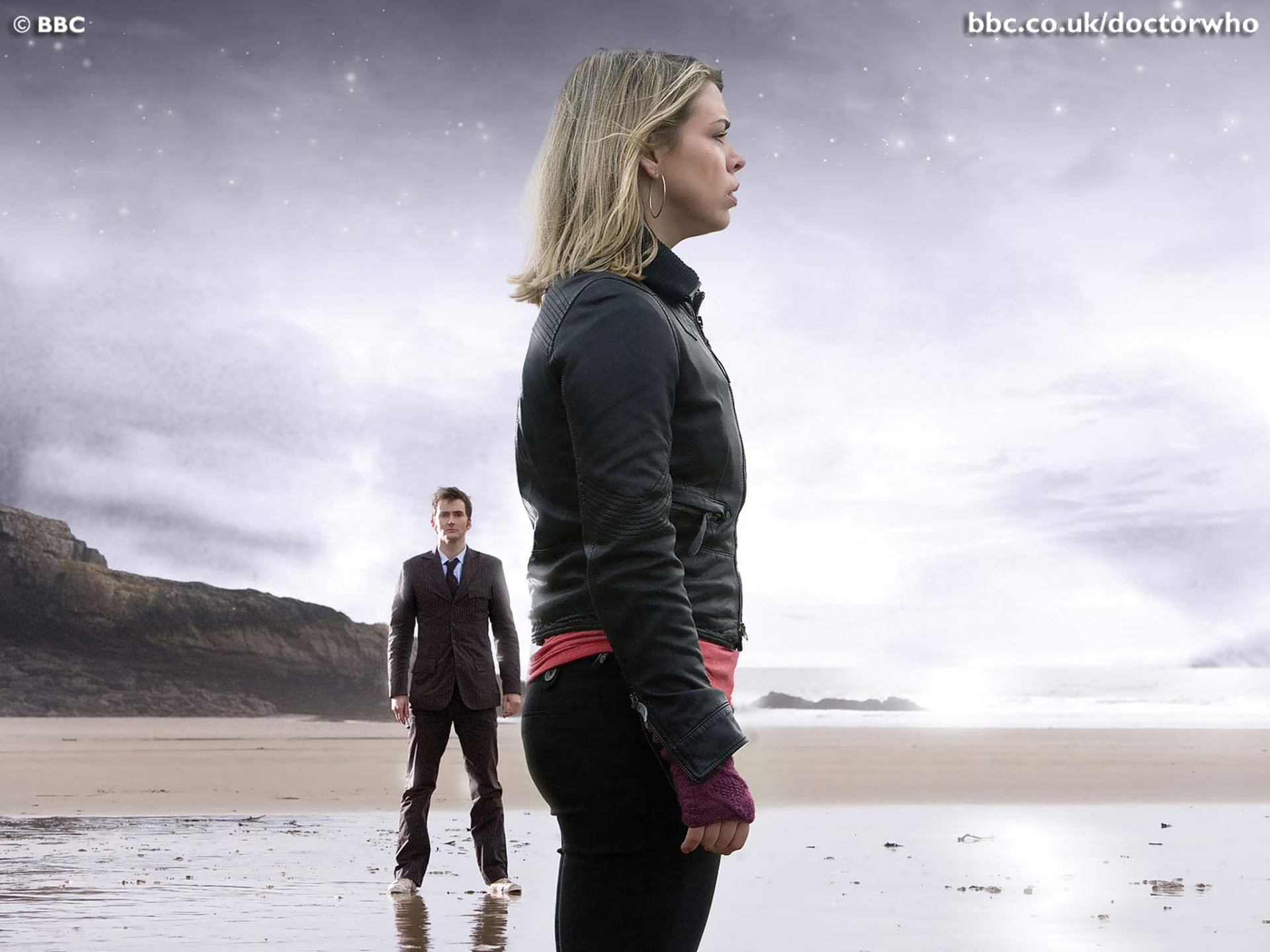 Doctor Who, David Tennant, Billie Piper, leather jackets, blonde