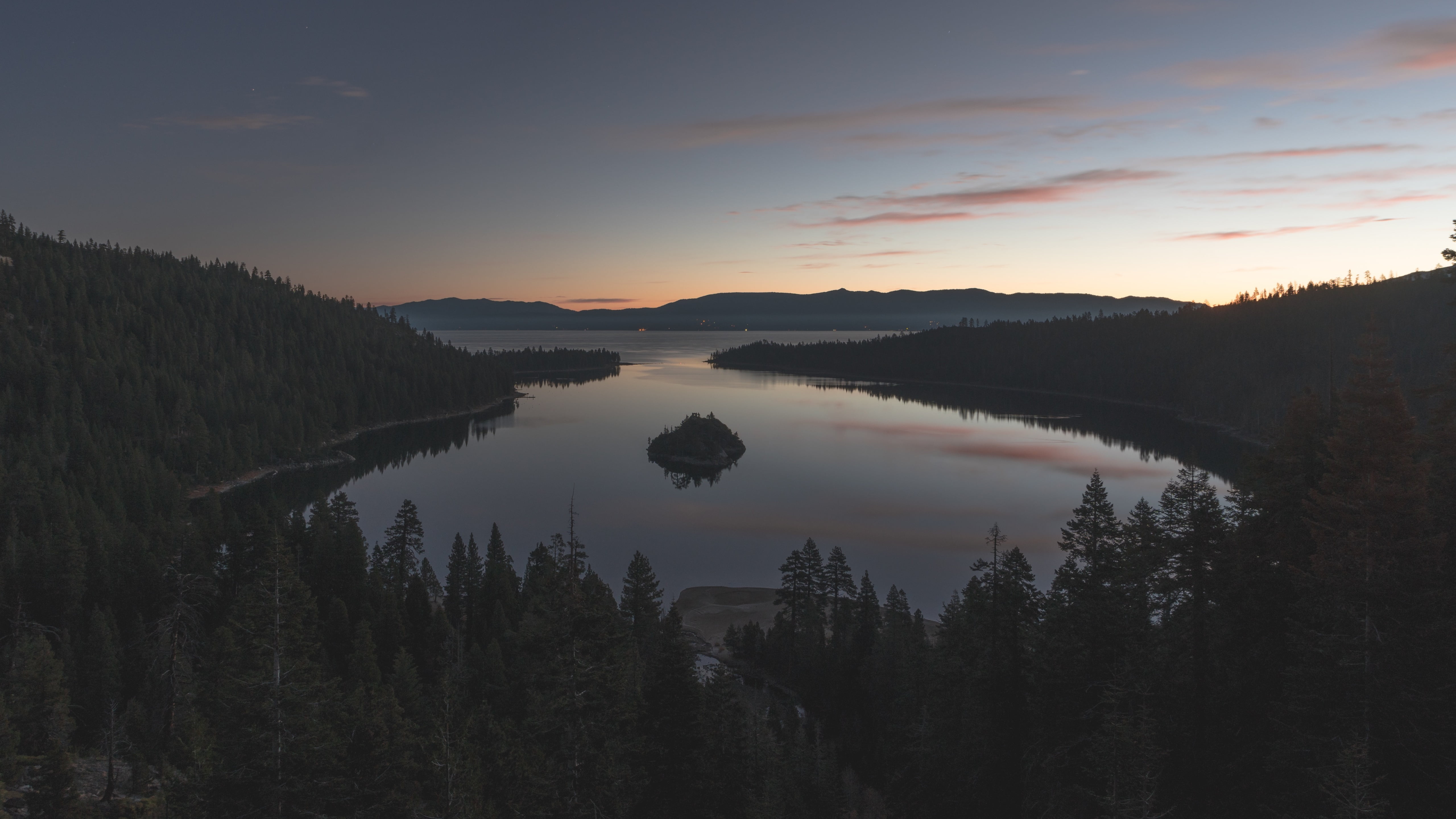 reflection, nature, twilight, lake, landscape, emerald bay state park